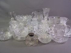 GLASSWARE - a large assortment of heavy bowls, jugs, vases ETC