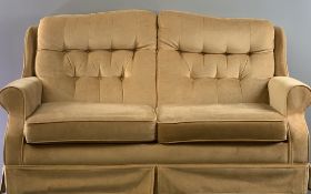 TWO SEATER SOFA BED, modern beige button upholstered, 83cms H overall, 152cms W, 56cms D the seat,
