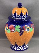 LOSSOL WARE 'SUNTRAE' BULBOUS LIDDED VASE, 40cms H