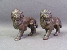 BRONZE LIONS, two - 8 x 12cms each