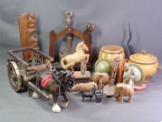 TREEN - an assortment to include African carved items, globe bookends and assorted other, also a