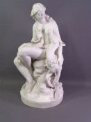 PARIAN MODEL of a young nude girl with deer, inscribed 'C B Birch, Sc 1866'