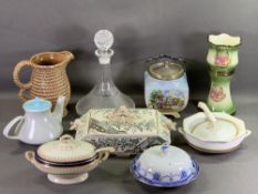 CHINA & GLASS ASSORTMENT - ship's decanters, Poole teapot, Staffs and similar