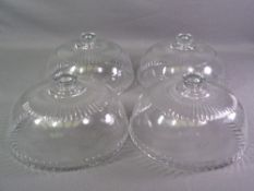 LUMINARC OF FRANCE GLASS CAKE/FOOD COVERS, four matching, 25cms diameter