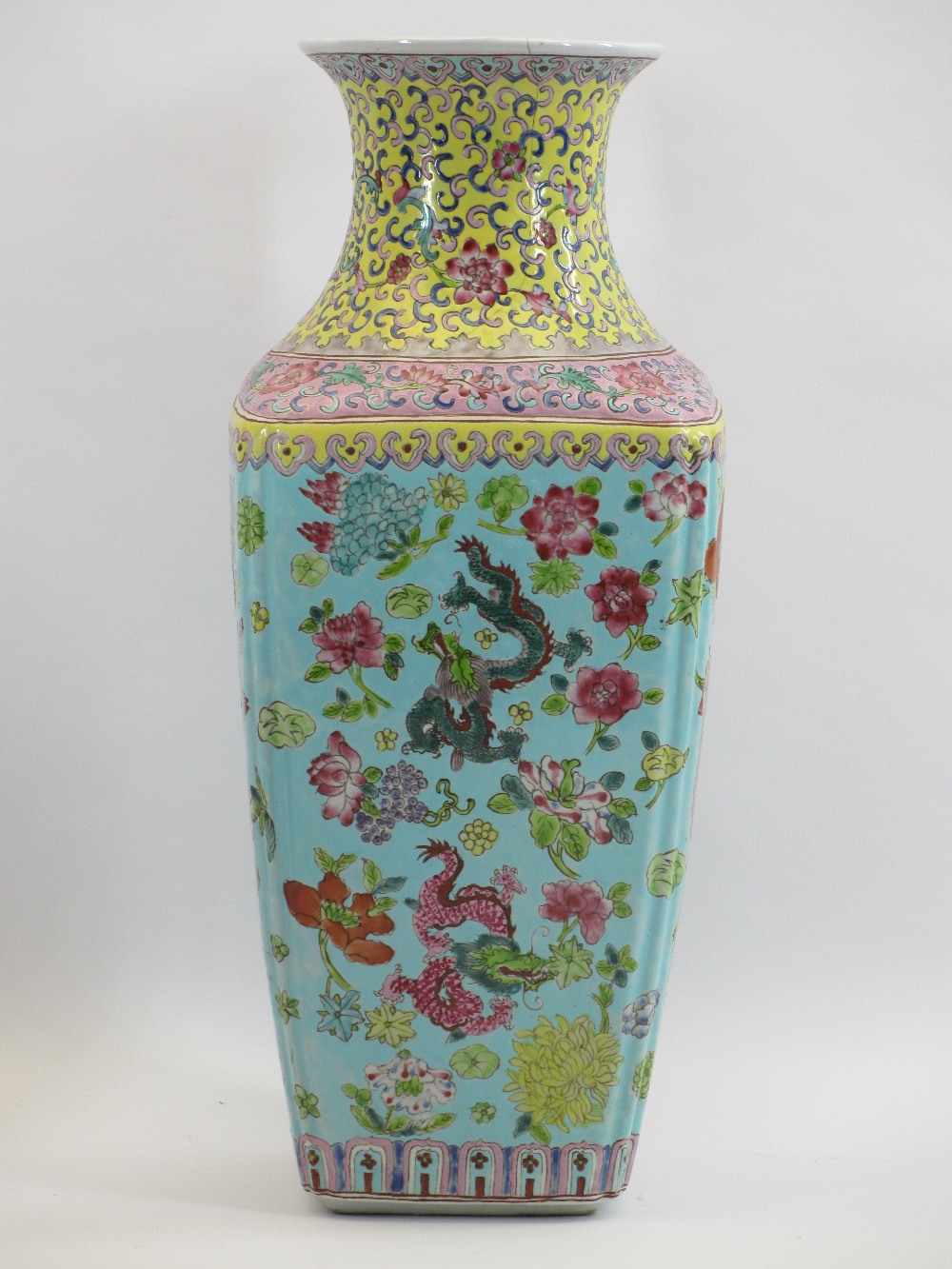 CHINESE LIDDED VASES (2), one being a Famille Verte, another square based taller example, 40cms H - Image 2 of 5