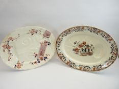 STAFFORDSHIRE MEAT PLATTERS - two excellent examples, 53 and 50cms L