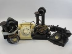 VINTAGE TELEPHONES & RADIO ITEMS to include two candlestick phones, ETC