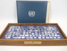 FRANKLIN MINT MINIATURE SILVER INGOTS - 'The Official Flags of The United Nations', collection of