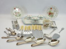 CONTINENTAL DRESSING TABLE PORCELAIN PART SET, ribbon plates and a quantity of EPNS and other