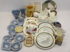 WEDGWOOD JASPERWARE, Burleigh ware relief jug, Coalport tea tray and assorted other china