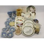 WEDGWOOD JASPERWARE, Burleigh ware relief jug, Coalport tea tray and assorted other china