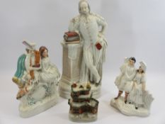 STAFFORDSHIRE FLATBACKS - Shakespeare, 47cms tall, Scottish groups (2) and a building