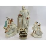 STAFFORDSHIRE FLATBACKS - Shakespeare, 47cms tall, Scottish groups (2) and a building