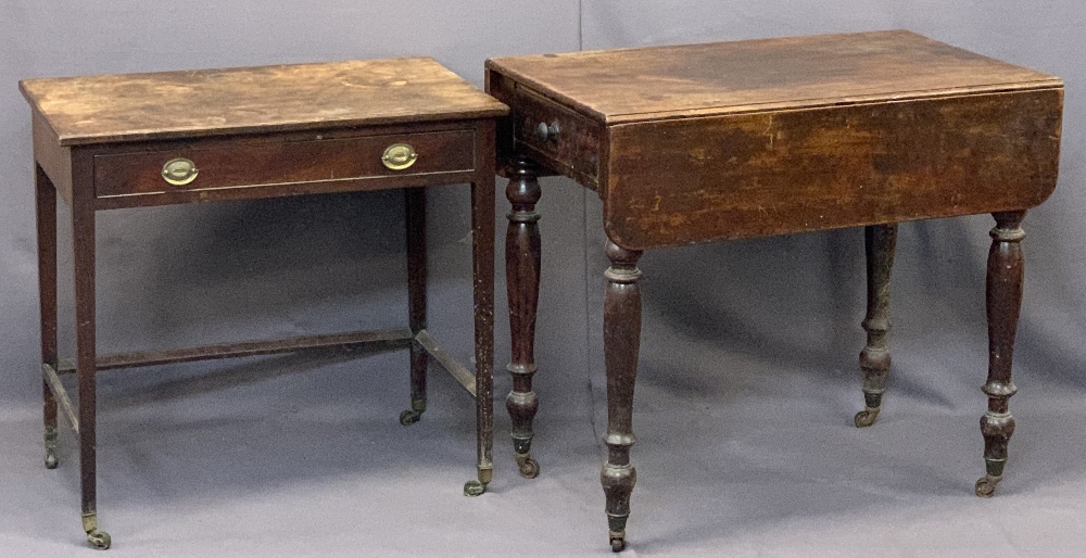 VICTORIAN MAHOGANY PEMBROKE TABLE - twin flap with single end drawer having a turned wooden knob