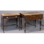 VICTORIAN MAHOGANY PEMBROKE TABLE - twin flap with single end drawer having a turned wooden knob