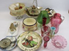 MIXED CHINA & POTTERY & ART TYPE GLASSWARE