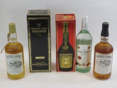 ALCOHOL - Bottles of Southern Comfort (2), a litre bottle of Bacardi and boxed Martell Cognac (2)