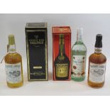 ALCOHOL - Bottles of Southern Comfort (2), a litre bottle of Bacardi and boxed Martell Cognac (2)