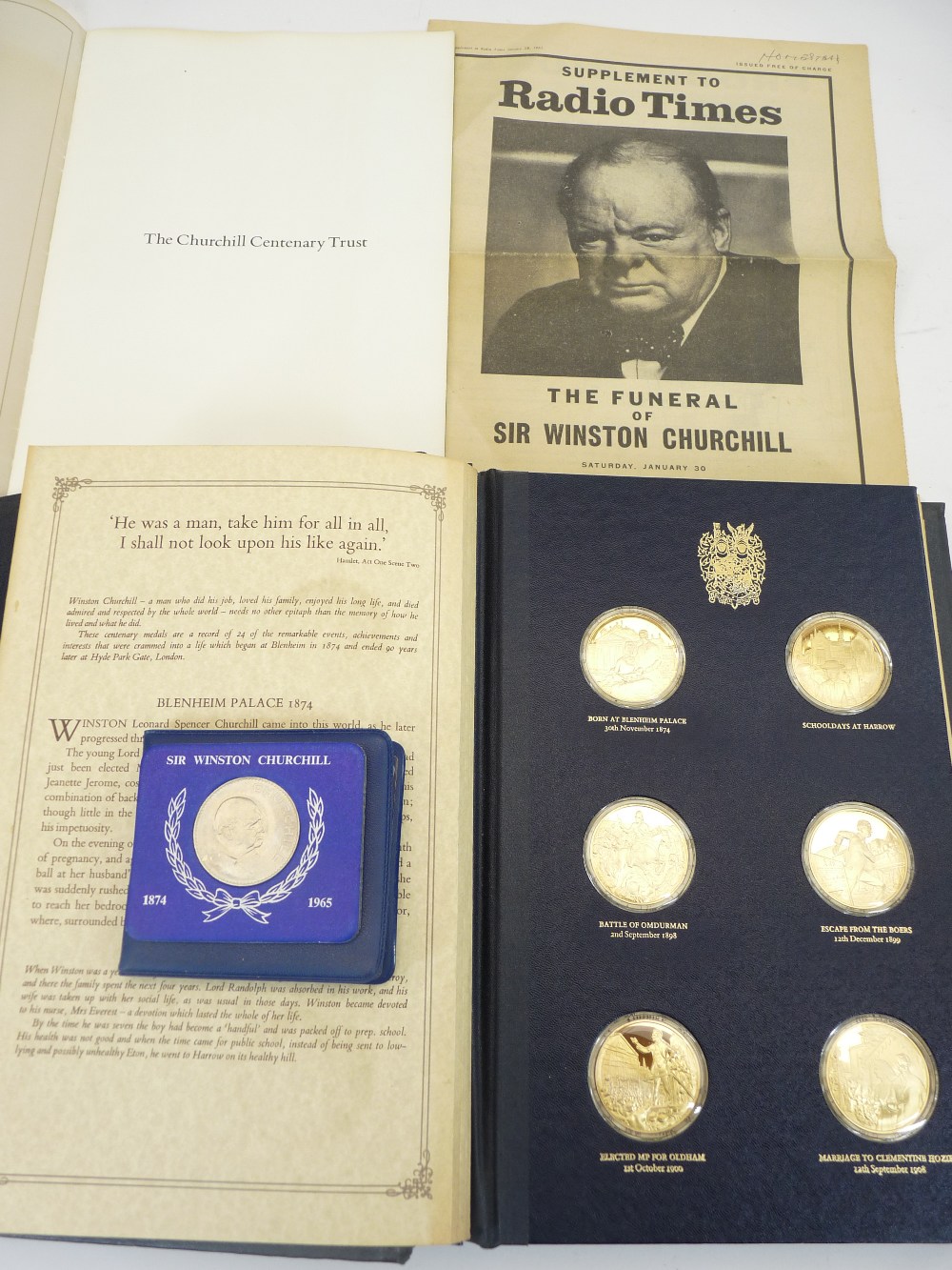 JOHN PINCHES HALLMARKED SILVER COMMEMORATIVE COINS - The Churchill Centenary Medals (24) in album