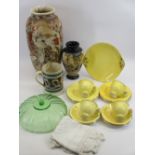 MIXED ENGLISH & ORIENTAL DECORATIVE VASES & TEAWARE, ETC - to include Japanese Satsuma vases,