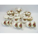 ROYAL ALBERT OLD COUNTRY ROSES TEA & CABINET WARE - 33 pieces including teapot and cover