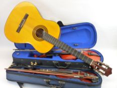 MUSICAL INSTRUMENTS - two modern violins in canvas cases and a John Hornby Skewes & Company acoustic