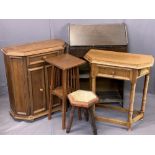 VINTAGE & REPRODUCTION FURNITURE PARCEL, 5 ITEMS - a vintage fall-front bureau with open lower