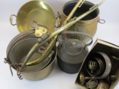 BRASSWARE - coal scuttles and jam pans, decorative brass, hames, iron kettle, ETC