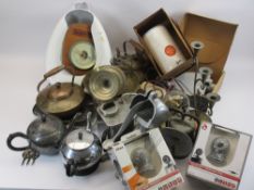 METALWARE - copper and EPNS, also an enamel bed pan, ETC, a large assortment