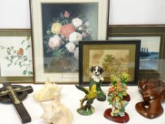 MIXED COLLECTABLES GROUP to include two conch shells, fairy and animal figurines, W Goebel