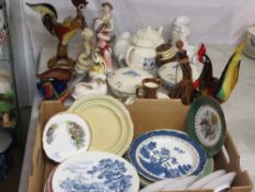 CHINA & GLASSWARE - Murano type cockerels, other glassware, Grindley Shelley along with a quantity