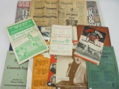 EPHEMERA - 1960s football programmes including 'Wales v Scotland 1962', Western Mail hymn sheet,