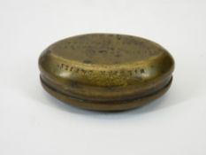 TRADITIONAL WELSH BRASS MINER'S SNUFF BOX - stamped 'William Davies', miner's bridge cottages Bettws