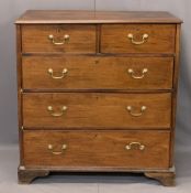 VICTORIAN MAHOGANY CHEST OF TWO SHORT OVER THREE LONG DRAWERS - having a crossbanded top, pine