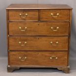 VICTORIAN MAHOGANY CHEST OF TWO SHORT OVER THREE LONG DRAWERS - having a crossbanded top, pine