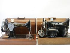 SINGER SEWING MACHINES (2) - vintage in wooden cases