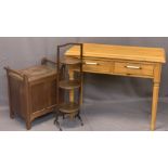 MODERN & VINTAGE FURNITURE PARCEL, 3 ITEMS - modern pine two drawer side table, 78cms H, 101cms W,