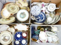 VICTORIAN & LATER DECORATIVE CHINA & GLASSWARE (within 4 boxes) including Royal Albert, Ashworth,