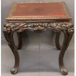 CHINESE DEEP CARVED SQUARE TOP TABLE, early to mid-20th Century, the 75cms square top with carved