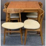 MID CENTURY TEAK DRAW LEAF DINING TABLE & 4 KARL HANSEN & SON DANISH CHAIRS - designed by Hans J