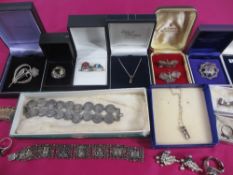 ANTIQUE & LATER SILVER JEWELLERY, a quantity, comprising silver coin bracelet, Filigree brooches,