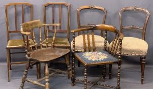 VICTORIAN & EDWARDIAN PARLOUR CHAIRS (4) and two vintage armchairs including a bobbin turned