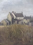 G ROBERTS oil on board - titled 'Bryn Siencyn', mounted on hessian covered backboard, 47.5 x 52.