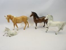 4 BESWICK HORSES - Palomino, Dapple Grey, ETC