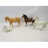 4 BESWICK HORSES - Palomino, Dapple Grey, ETC