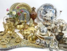 EPNS, BRASSWARE, OIL LAMPS, ETC, an assortment