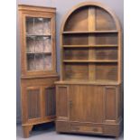 REPRODUCTION OAK FURNITURE, 2 ITEMS - a Dutch top dresser with single central cupboard door to the