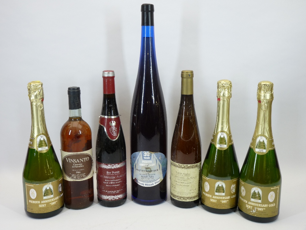 GERMAN, HUNGARIAN & ITALIAN WINES, 7 BOTTLES to include a Pieroth 1991 30 years anniversary, Burg
