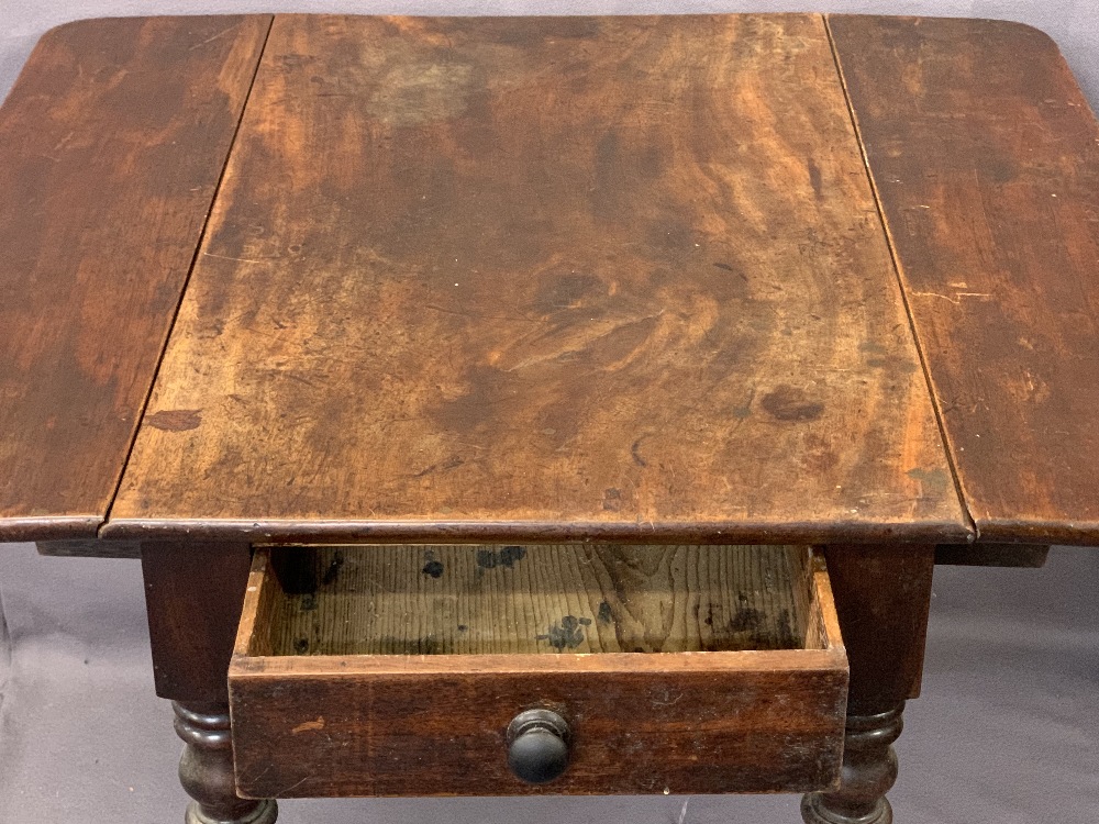 VICTORIAN MAHOGANY PEMBROKE TABLE - twin flap with single end drawer having a turned wooden knob - Image 3 of 3