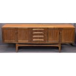 G PLAN MID-CENTURY TEAK LONG SIDEBOARD - having four central drawers flanked by twin sets of two